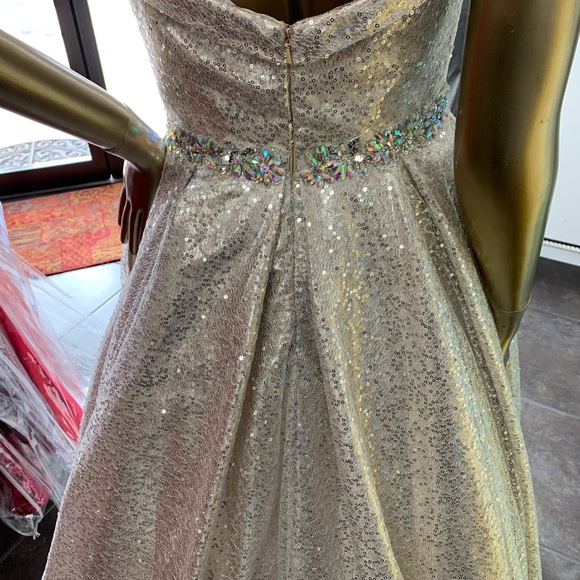 strapless sequin ball gown